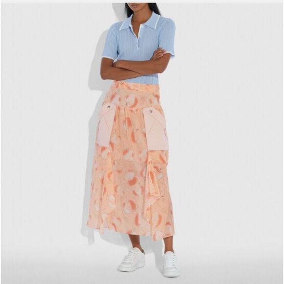 NEW Coach Long Draped Skirt with Pockets size 0 - Picture 1 of 11